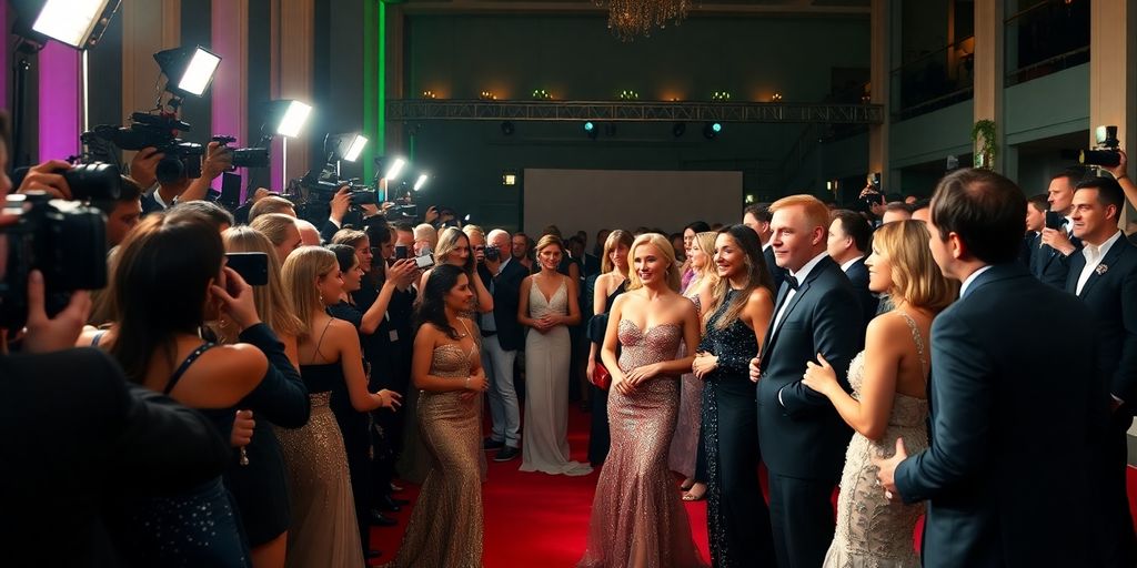 Celebrities on the red carpet at an international awards gala.