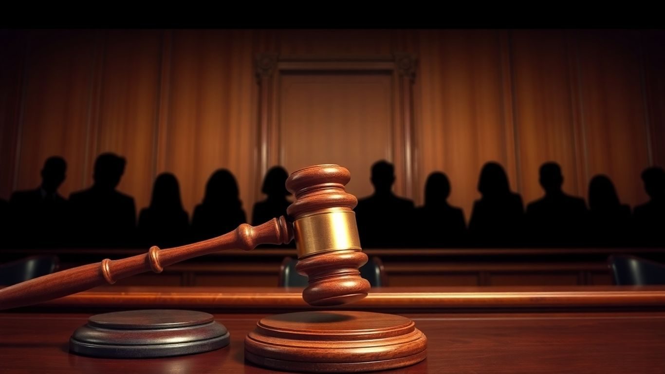 Vedete în sala de judecată, ciocanul judecătorului.