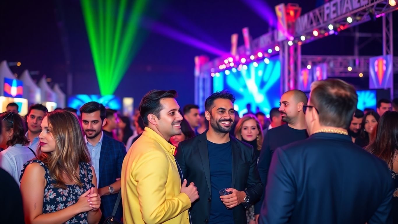 Vedete la festival internațional, atmosferă vibrantă.